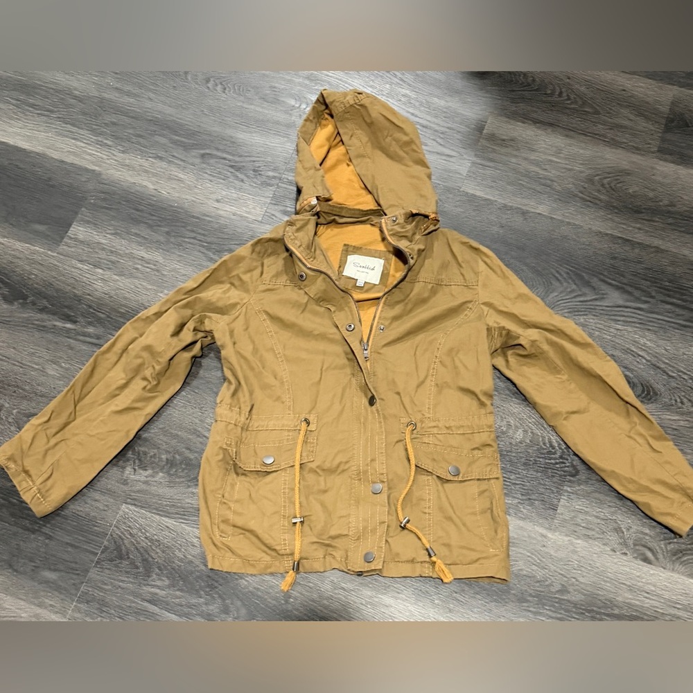 Tan Hooded Women's Jacket - Picture 1 of 5